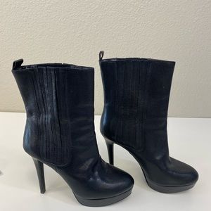 Gianni Bini Leather Platform Boots Black